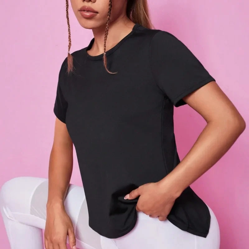 Women Seamless Yoga T-Shirt Athletic Crop Top for Gym Training