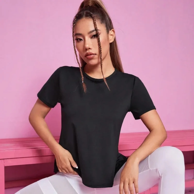 Women Seamless Yoga T-Shirt Athletic Crop Top for Gym Training