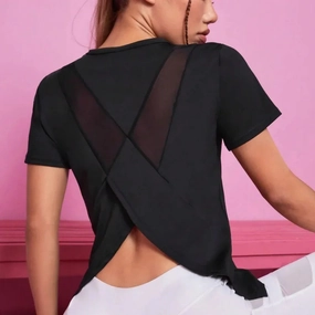 Women Seamless Yoga T-Shirt Athletic Crop Top for Gym Training