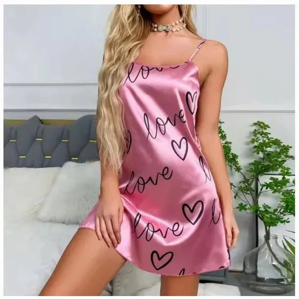 Women Sexy Sleeveless Satin Chemise Nightdress Cami Slip Dress Nightgowns for Summer Sleepwear