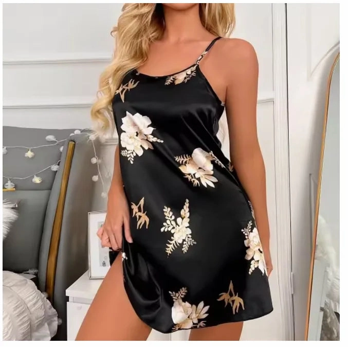 Women Sexy Sleeveless Satin Chemise Nightdress Cami Slip Dress Nightgowns for Summer Sleepwear