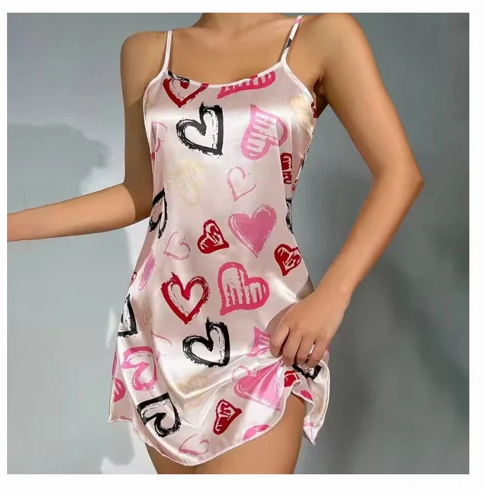 Women Sexy Sleeveless Satin Chemise Nightdress Cami Slip Dress Nightgowns for Summer Sleepwear