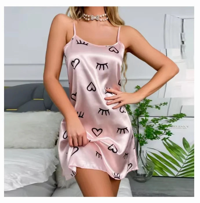 Women Sexy Sleeveless Satin Chemise Nightdress Cami Slip Dress Nightgowns for Summer Sleepwear