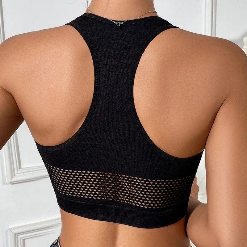 Women Sexy Tank Tops Fishnet Hollow Out Off Shoulder Crop Top