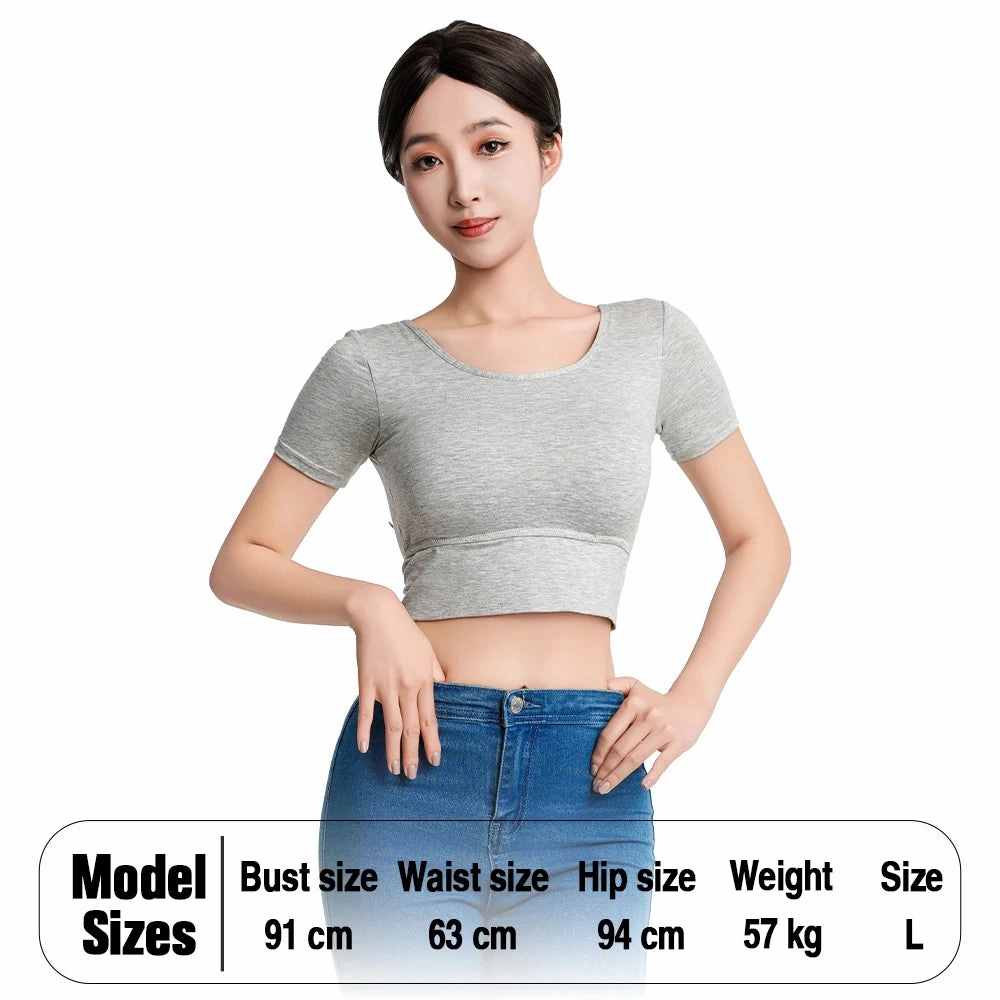 Women Short Sleeve Tank Tops Backless Crop T-shirt Plus Size Padded Slim Camisole for Spring Summer 2025