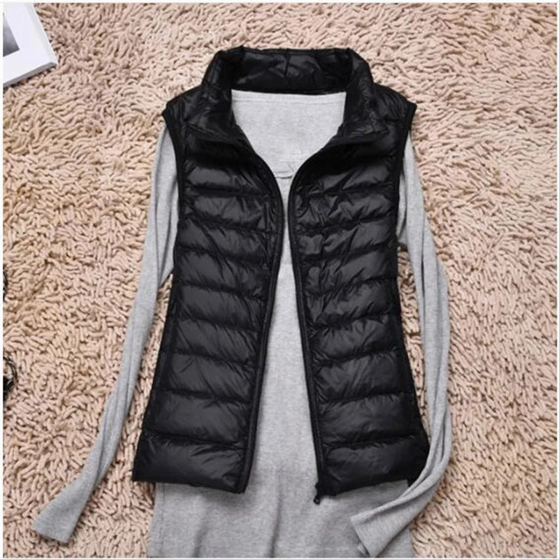 Women Sleeveless Vest Autumn Winter Warm Ultra Light Jacket