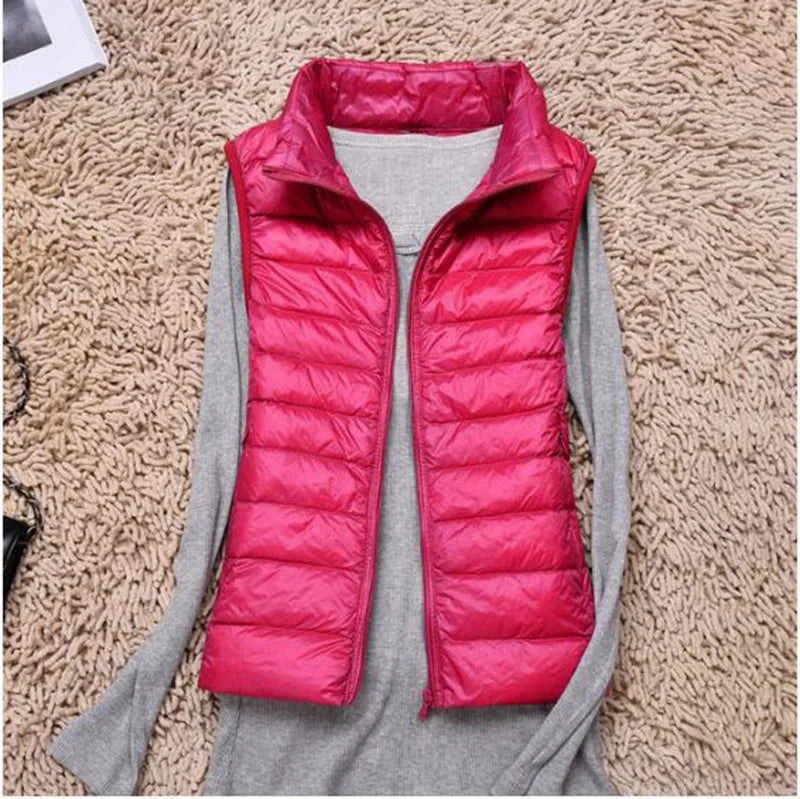 Women Sleeveless Vest Autumn Winter Warm Ultra Light Jacket