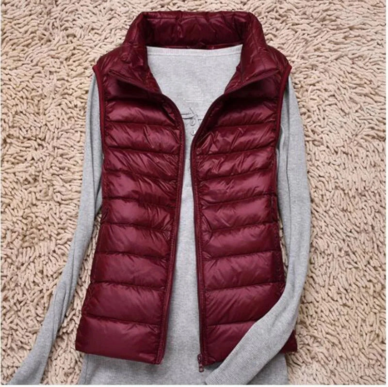Women Sleeveless Vest Autumn Winter Warm Ultra Light Jacket