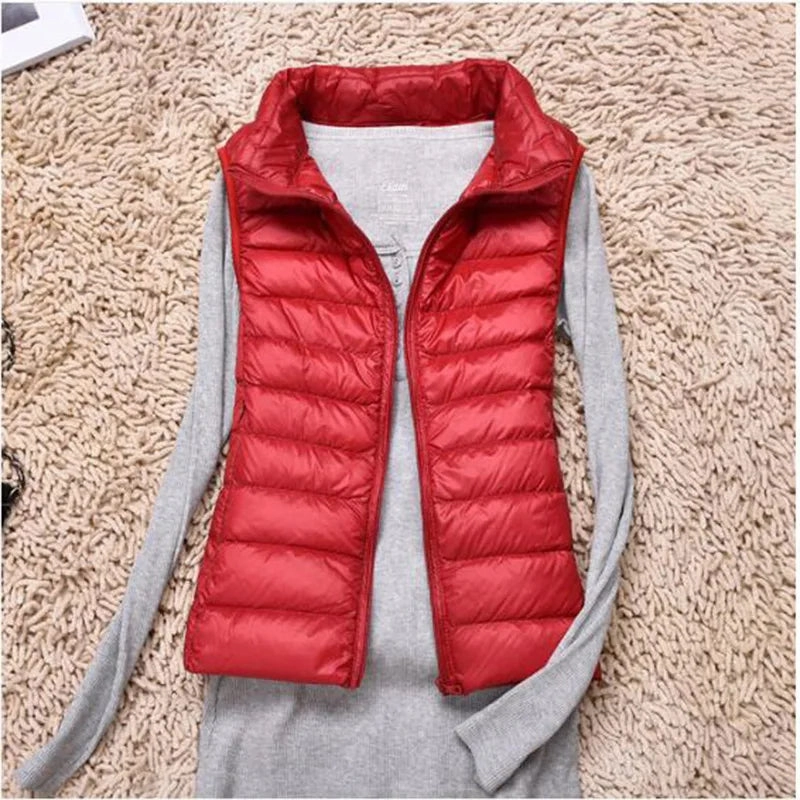 Women Sleeveless Vest Autumn Winter Warm Ultra Light Jacket