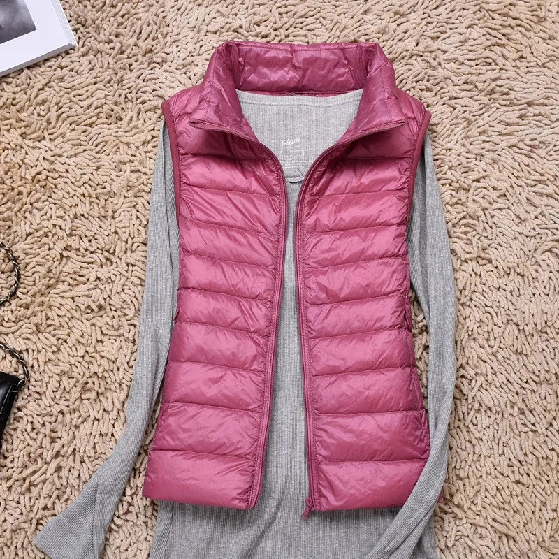 Women Sleeveless Vest Autumn Winter Warm Ultra Light Jacket
