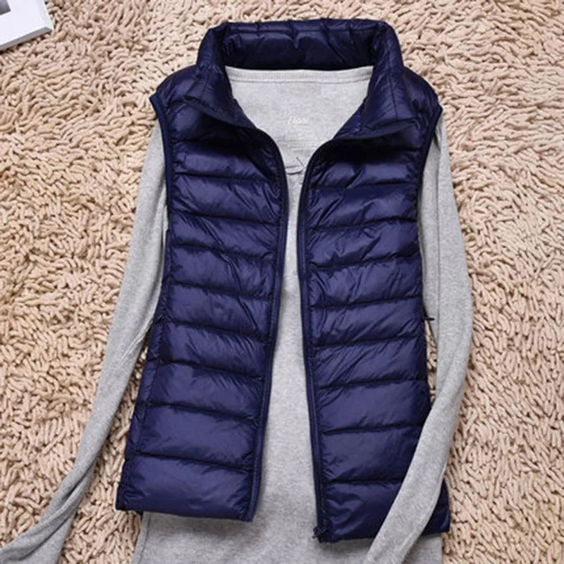 Women Sleeveless Vest Autumn Winter Warm Ultra Light Jacket