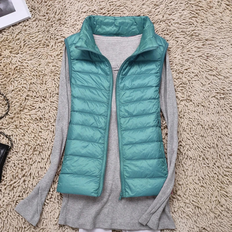 Women Sleeveless Vest Autumn Winter Warm Ultra Light Jacket