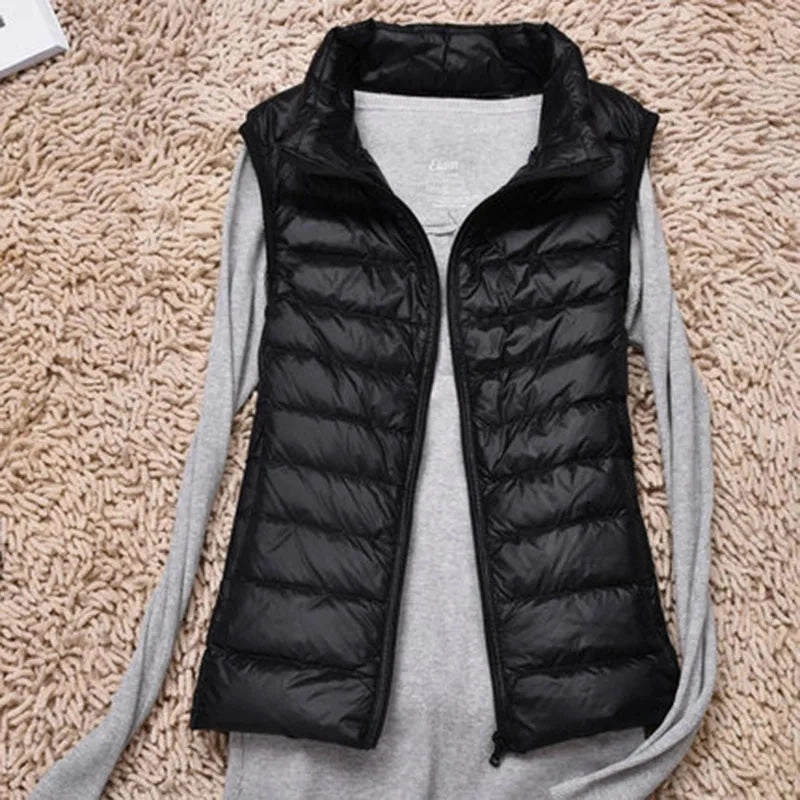 Women Sleeveless Vest Autumn Winter Warm Ultra Light Jacket