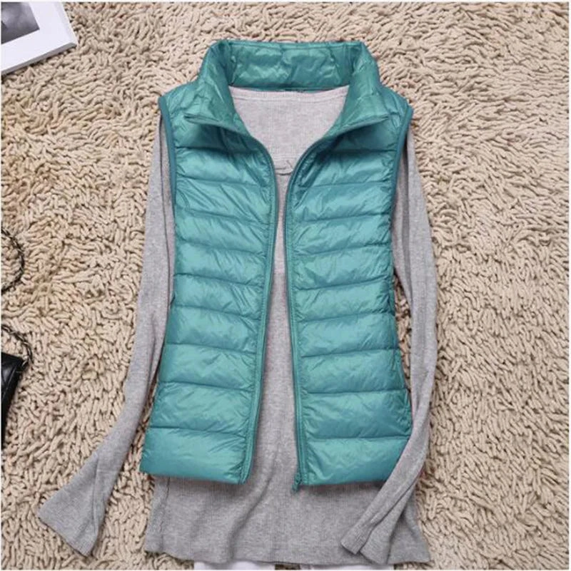 Women Sleeveless Vest Autumn Winter Warm Ultra Light Jacket