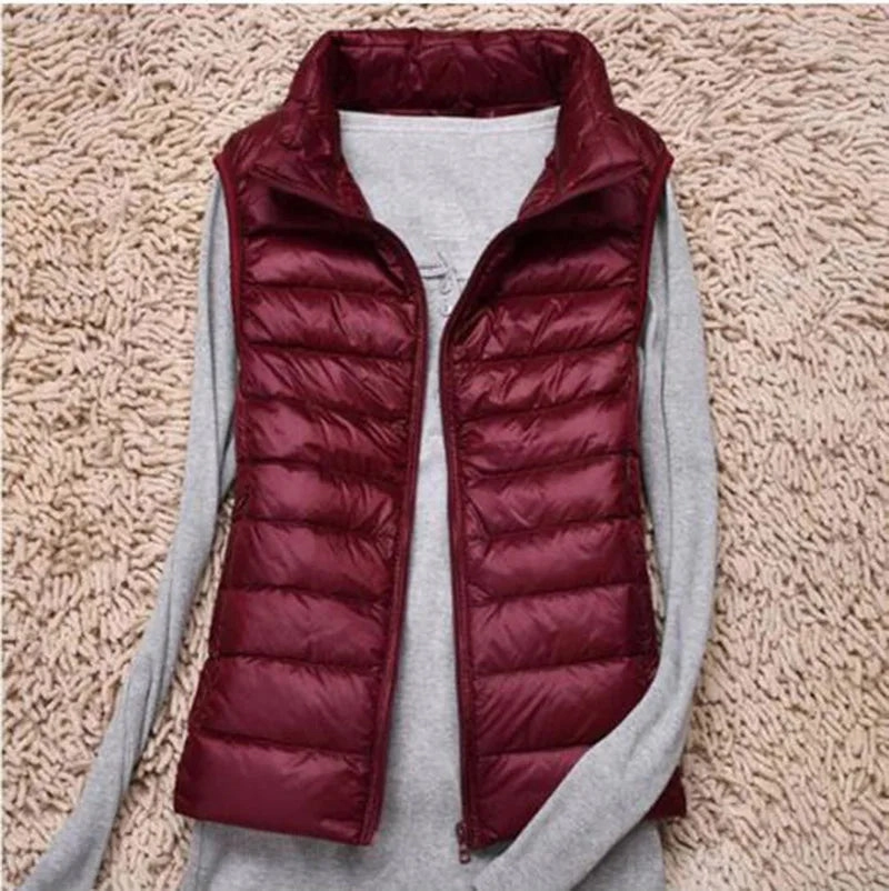 Women Sleeveless Vest Autumn Winter Warm Ultra Light Jacket