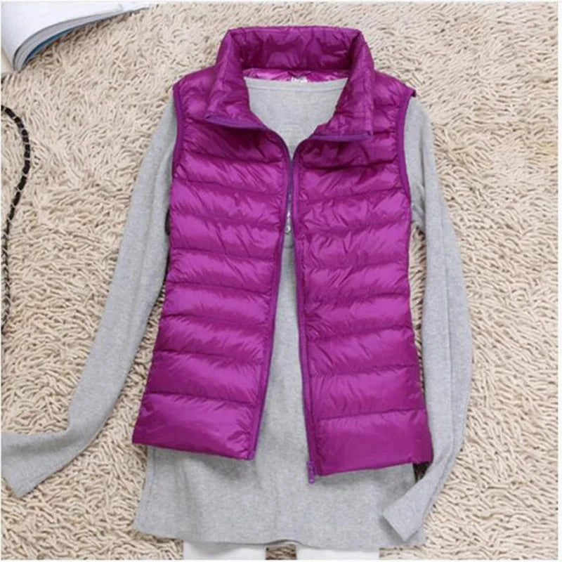 Women Sleeveless Vest Autumn Winter Warm Ultra Light Jacket