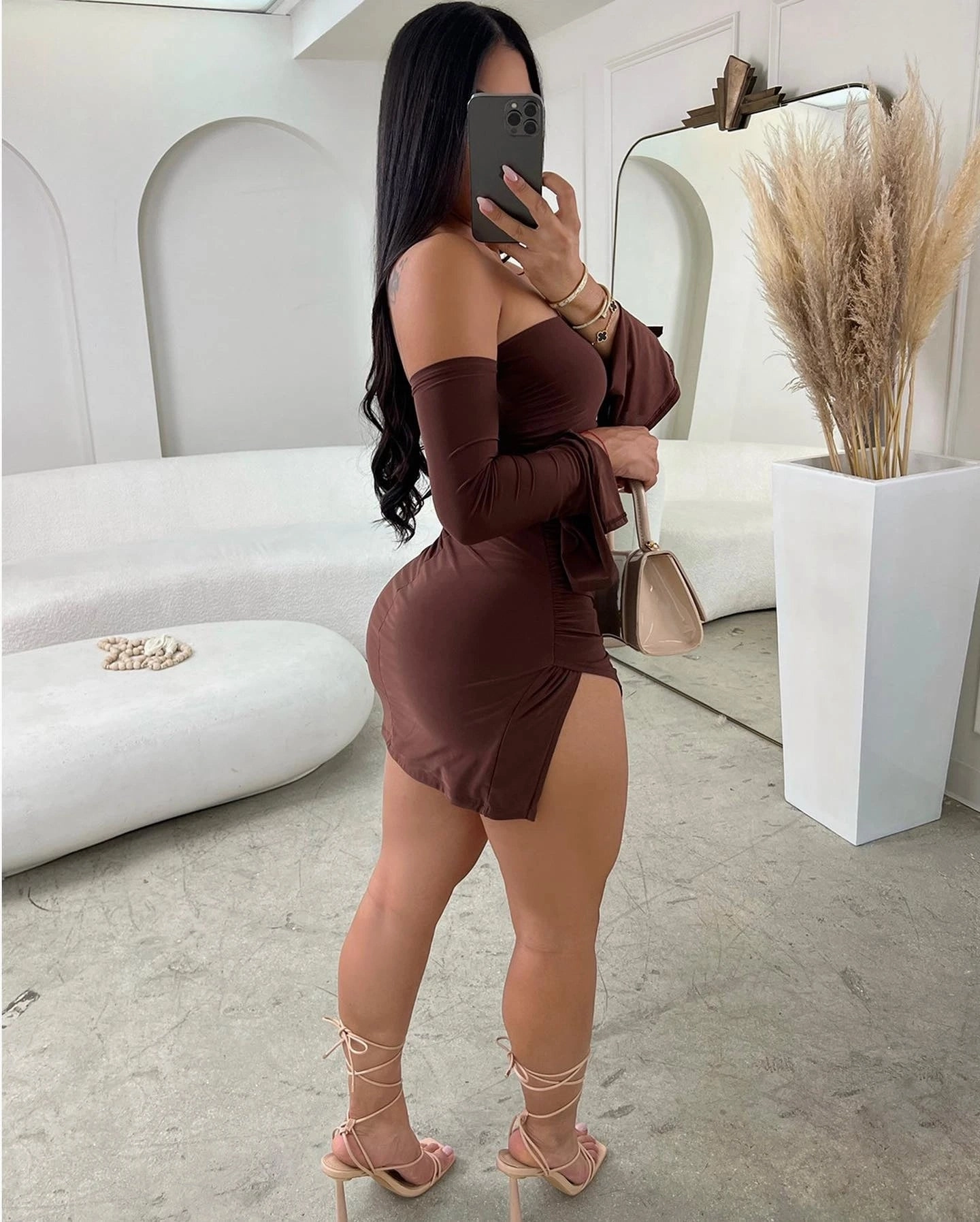Women Strapless Backless Mini Dress Black Off-Shoulder Bodycon Party Dress
