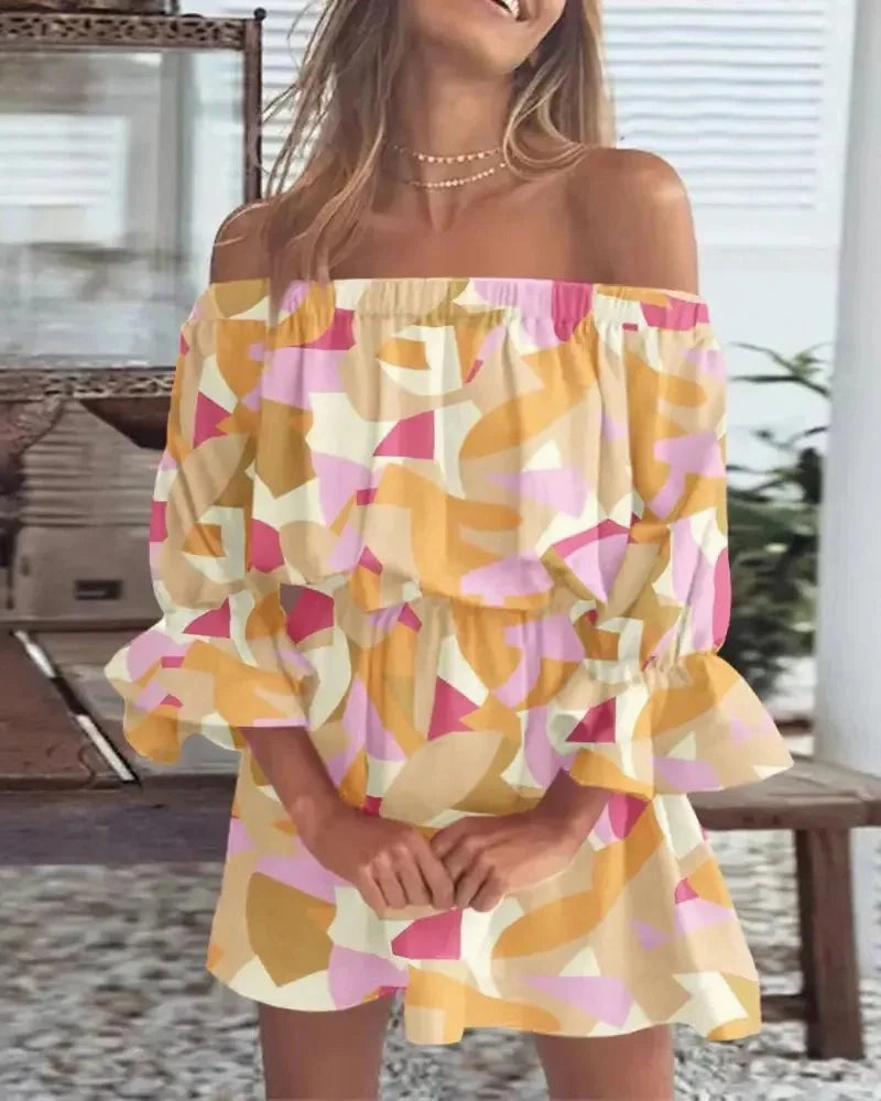 Women Summer Off Shoulder Floral Blouse Boho Casual Backless Top for Holiday and Party