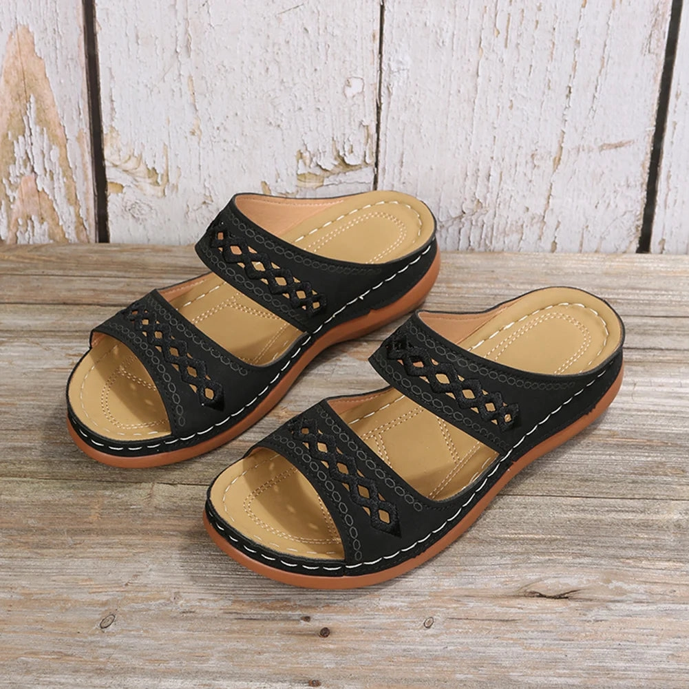 Women Summer Sandals Casual Comfortable Open Toe Slippers Orthopedic Footbed Fashionably Trend Versatile Slip On Slides