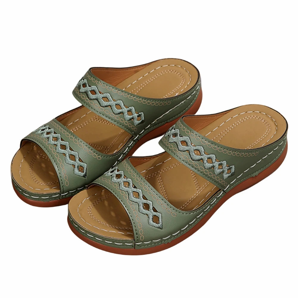 Women Summer Sandals Casual Comfortable Open Toe Slippers Orthopedic Footbed Fashionably Trend Versatile Slip On Slides