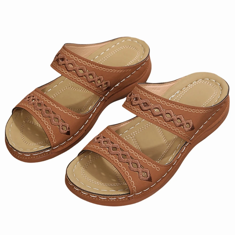Women Summer Sandals Casual Comfortable Open Toe Slippers Orthopedic Footbed Fashionably Trend Versatile Slip On Slides