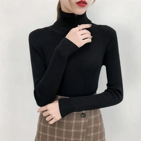 Women Sweater Pullover Winter Knitted Turtleneck Slim Jumper Tops Casual Soft Warm Y2K Clothing