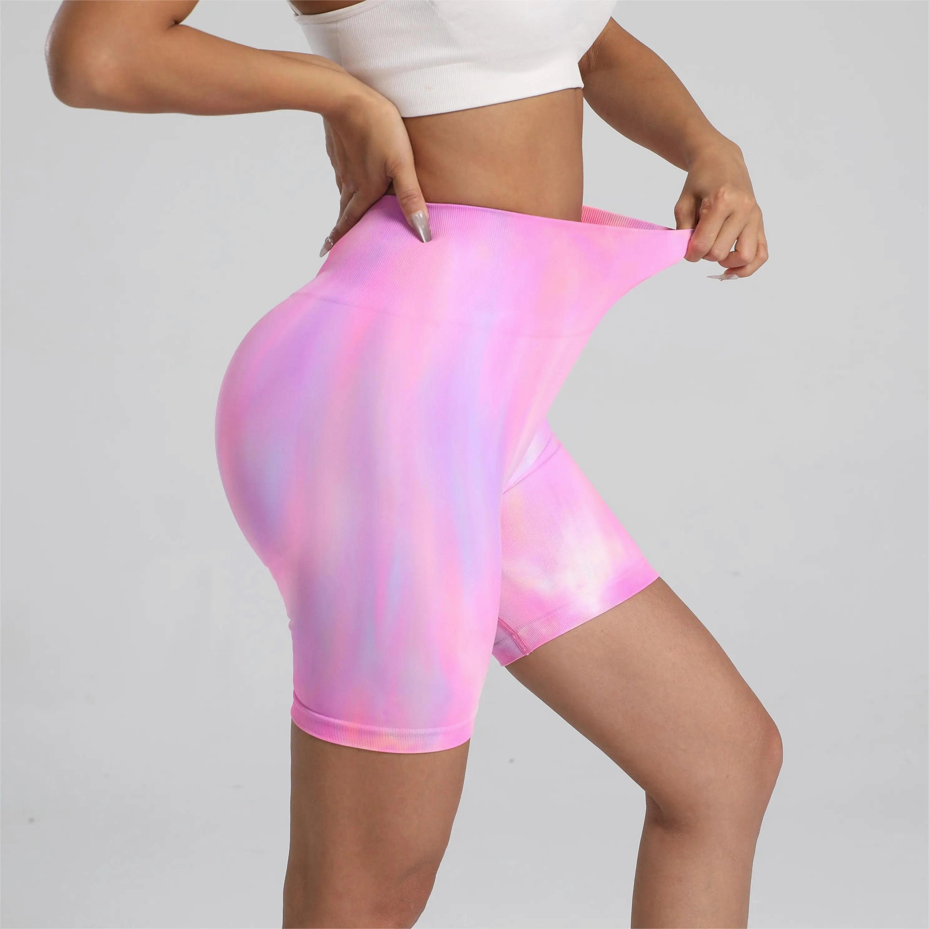 Women Tie Dye Gym Leggings Seamless Push Up Tights Training Pants Scrunch Sports High Waist Butt Lifting Workout Yoga Leggins