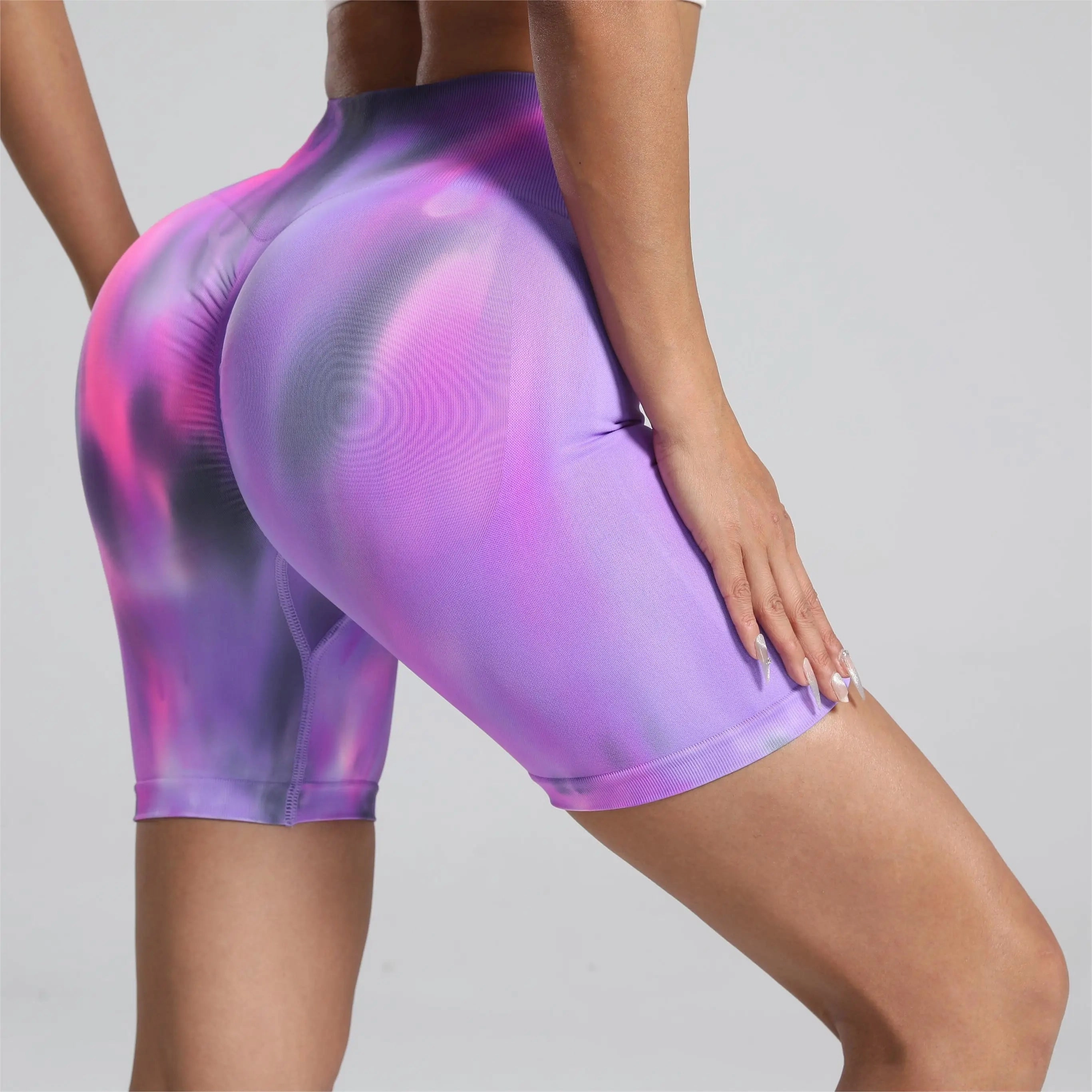 Women Tie Dye Gym Leggings Seamless Push Up Tights Training Pants Scrunch Sports High Waist Butt Lifting Workout Yoga Leggins