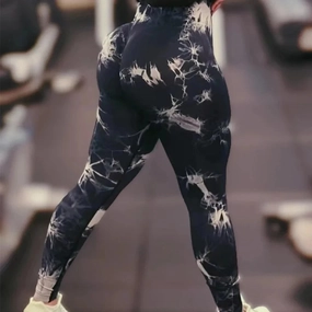 Women Tie Dye Gym Leggings Seamless Stretch High Waist Yoga Pants