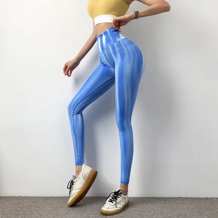 Women Tie Dye Seamless Leggings Scrunch High Waist Yoga Pants