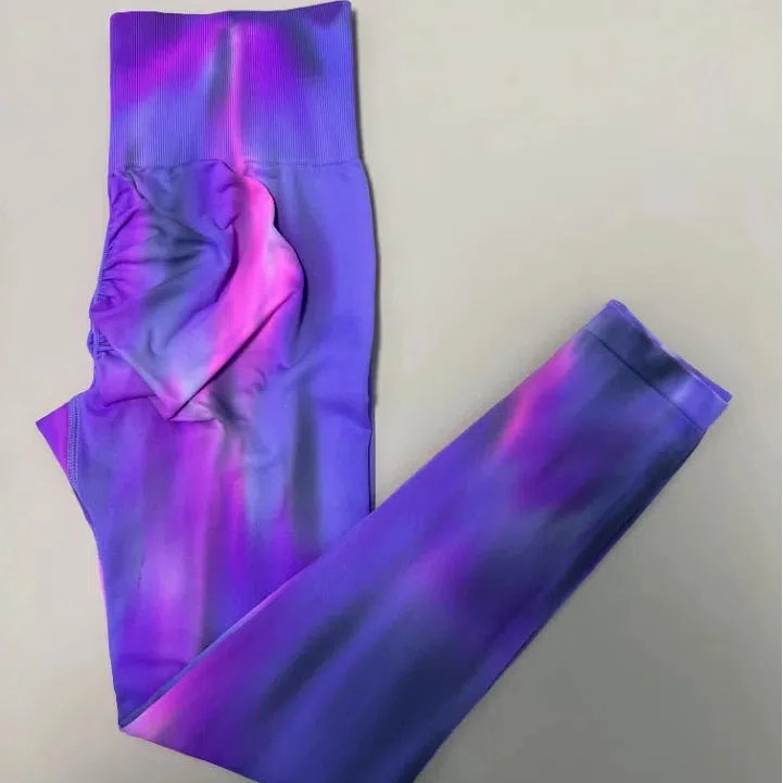 Women Tie Dye Seamless Leggings Scrunch High Waist Yoga Pants