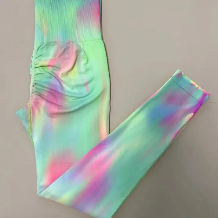 Women Tie Dye Seamless Leggings Scrunch High Waist Yoga Pants