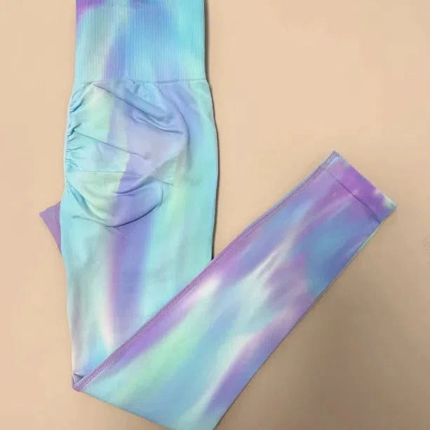 Women Tie Dye Seamless Leggings Scrunch High Waist Yoga Pants