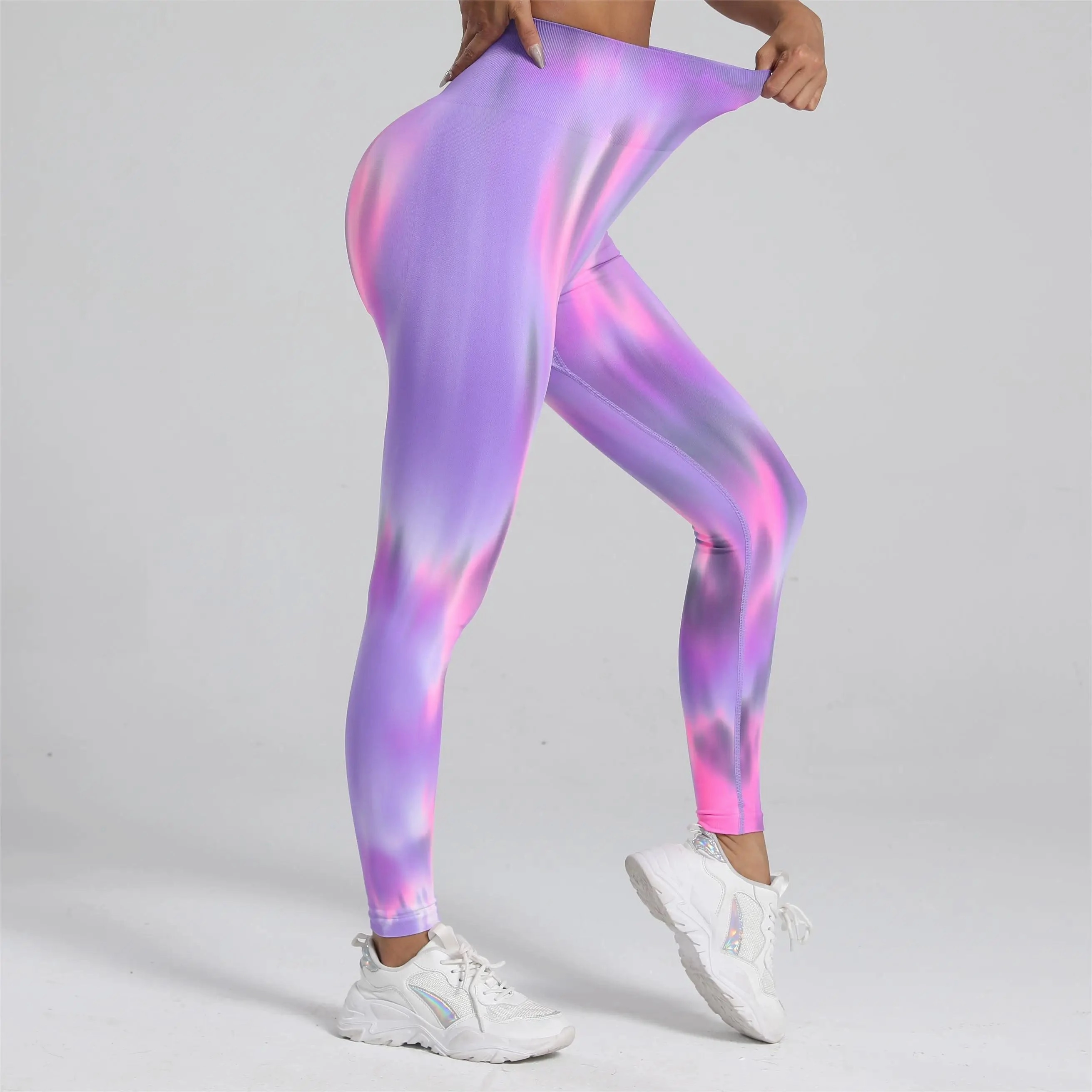 Women Tie Dye Seamless Leggings Scrunch High Waist Yoga Pants