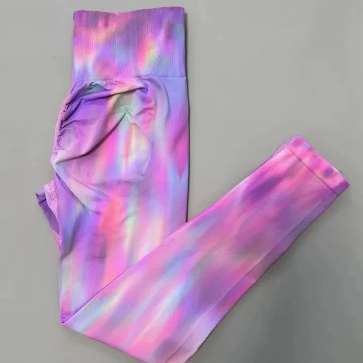 Women Tie Dye Seamless Leggings Scrunch High Waist Yoga Pants