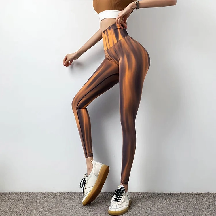 Women Tie Dye Seamless Leggings Scrunch High Waist Yoga Pants