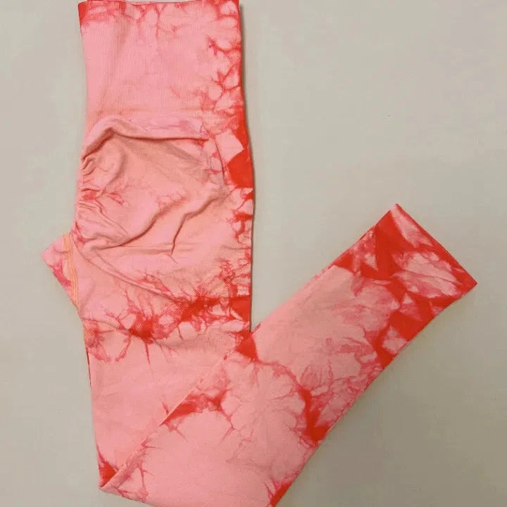 Women Tiedye Gym Leggings Seamless High Waist Workout Tights