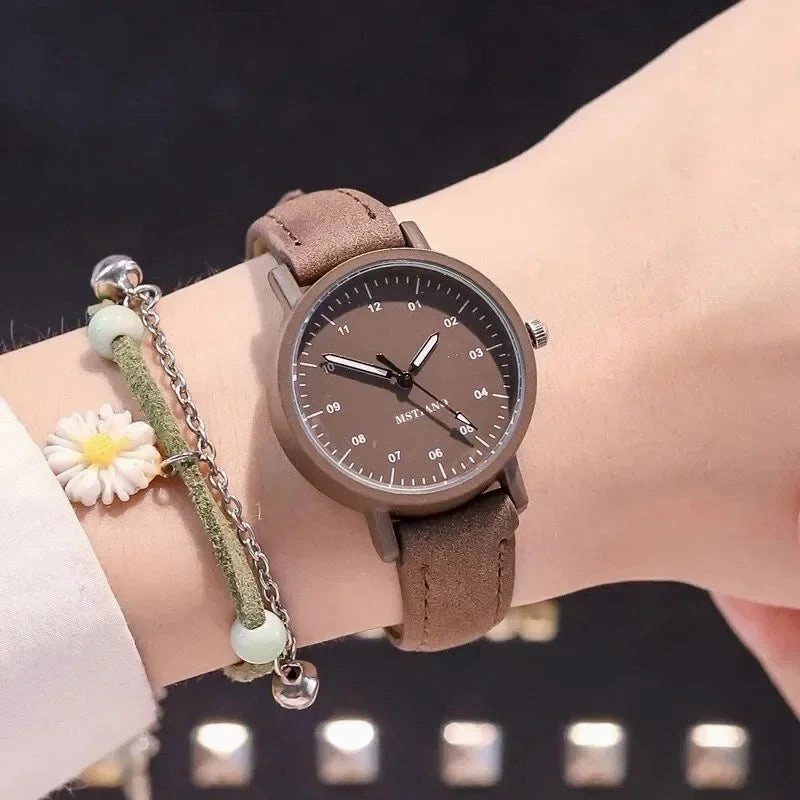 Women Watch PU Leather Strap Waterproof Retro Quartz Wristwatch