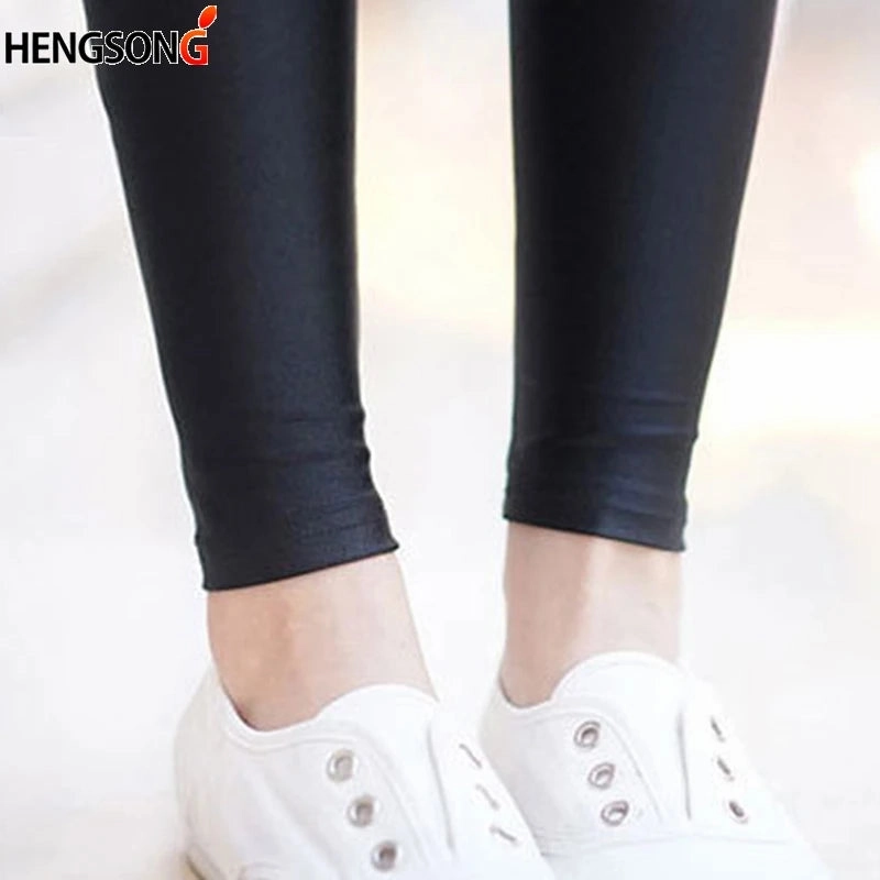 Women Yoga Pant Fitness Leggings Fluorescent Color Elastic Glossy Black Sport Leggings