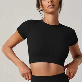 Women Yoga Top Seamless Sport T Shirts Fitness Clothes Short Sleeve Yoga Shirt Gym Top Running Active Wear Sport Top