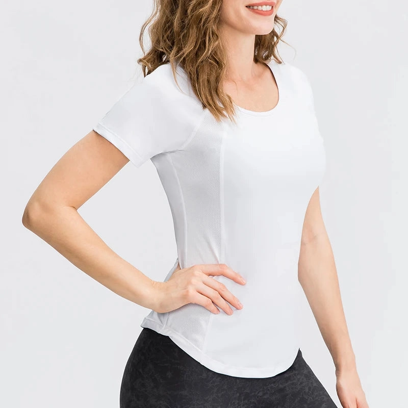 Women Yoga Tops Breathable Quick Dry Short Sleeve Gym T Shirt