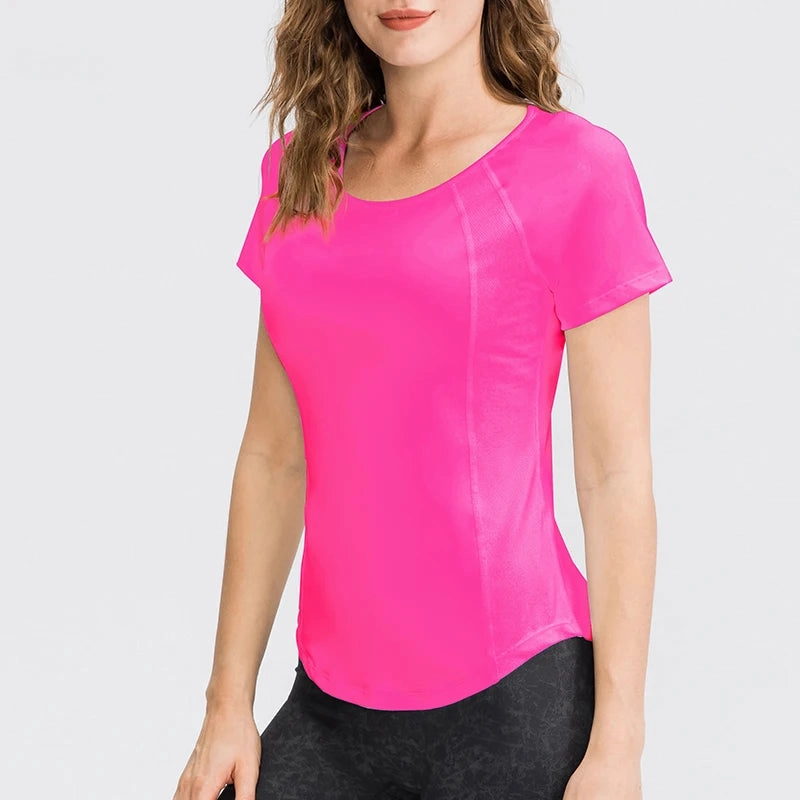 Women Yoga Tops Breathable Quick Dry Short Sleeve Gym T Shirt