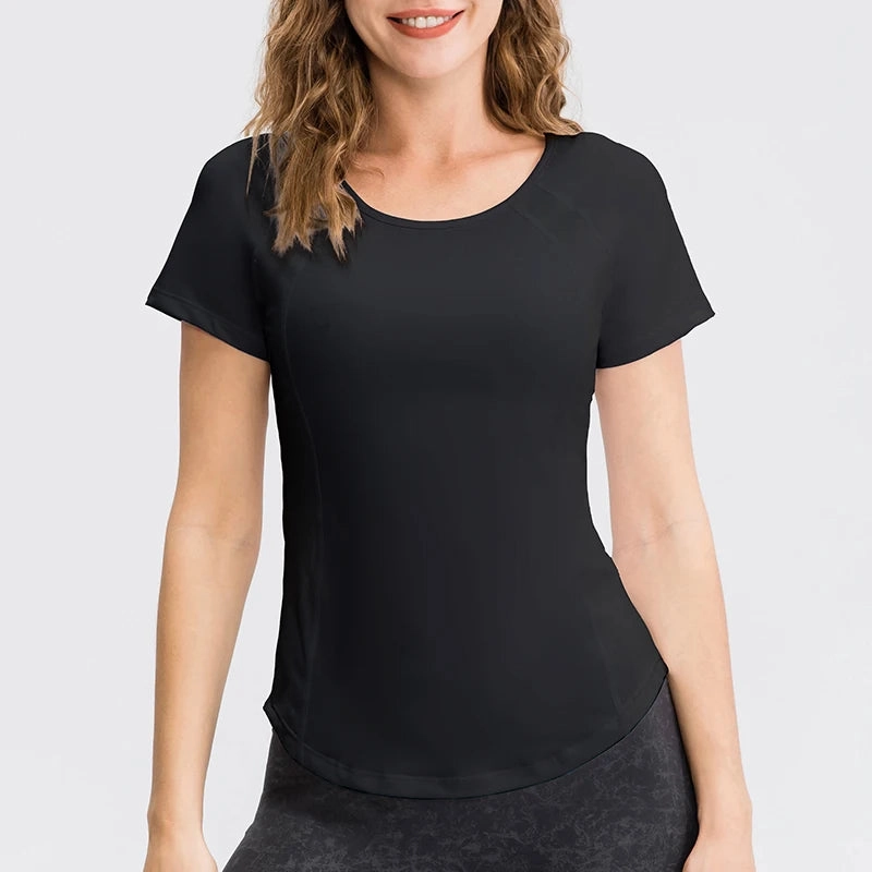 Women Yoga Tops Breathable Quick Dry Short Sleeve Gym T Shirt