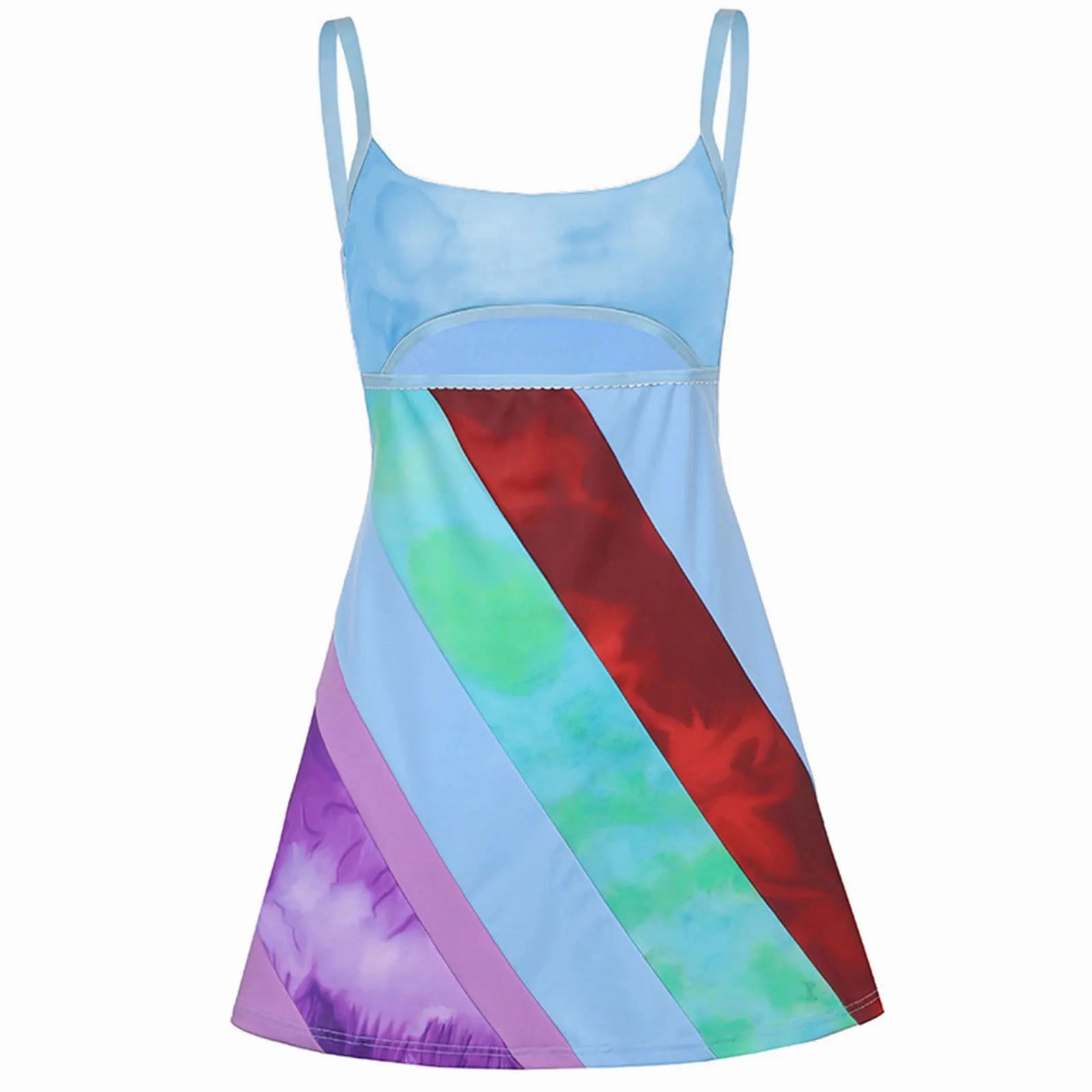Womens Sexy Bodycon Print Semi-Sheer Mini Dress Y2K E-Girl