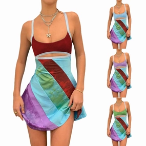 Womens Sexy Bodycon Print Semi-Sheer Mini Dress Y2K E-Girl
