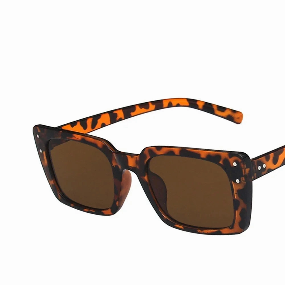 XaYbZc Vintage Rectangle Sunglasses Women Leopard UV400 Eyewear