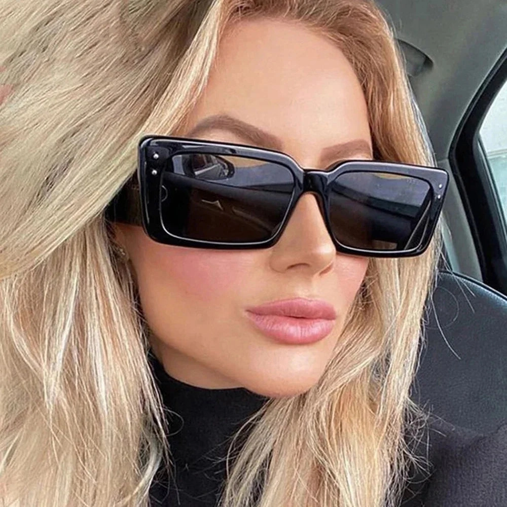 XaYbZc Vintage Rectangle Sunglasses Women Leopard UV400 Eyewear