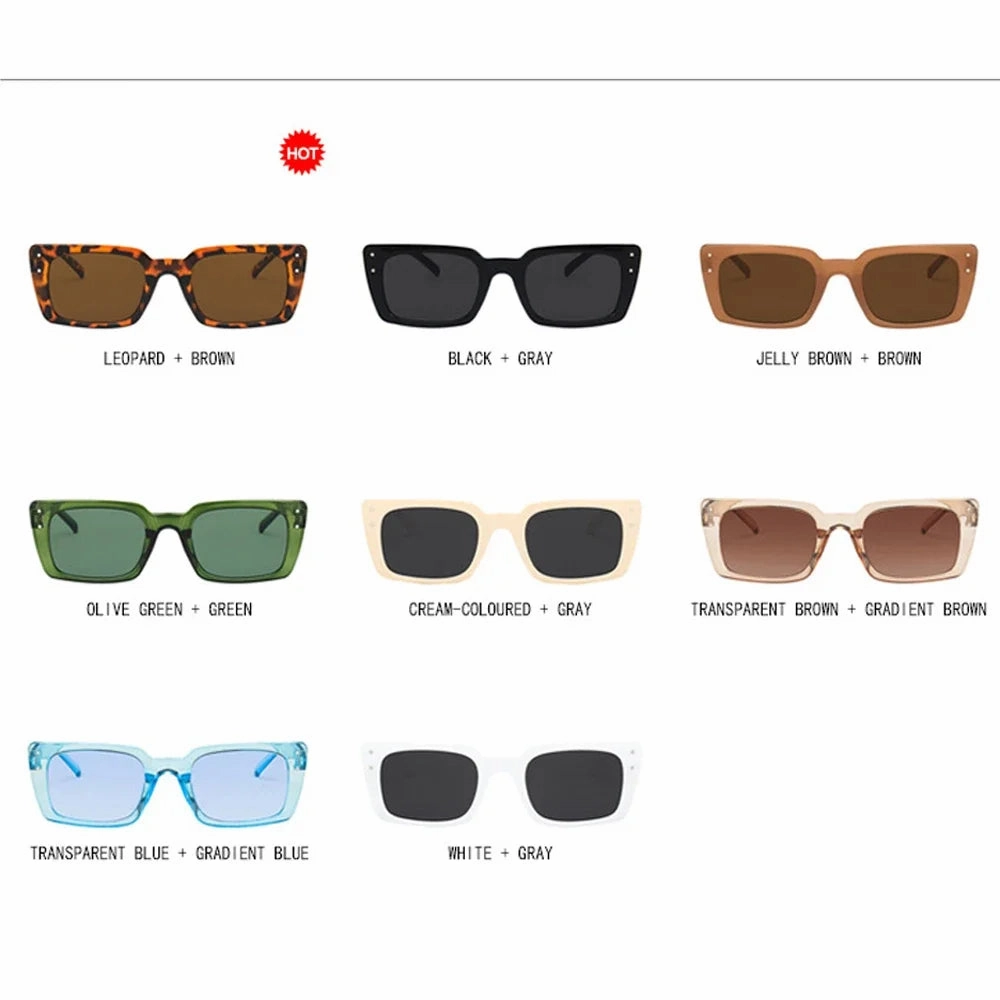 XaYbZc Vintage Rectangle Sunglasses Women Leopard UV400 Eyewear
