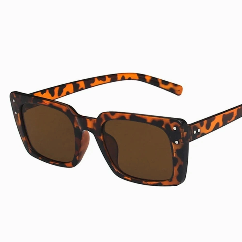 XaYbZc Vintage Rectangle Sunglasses Women Leopard UV400 Eyewear