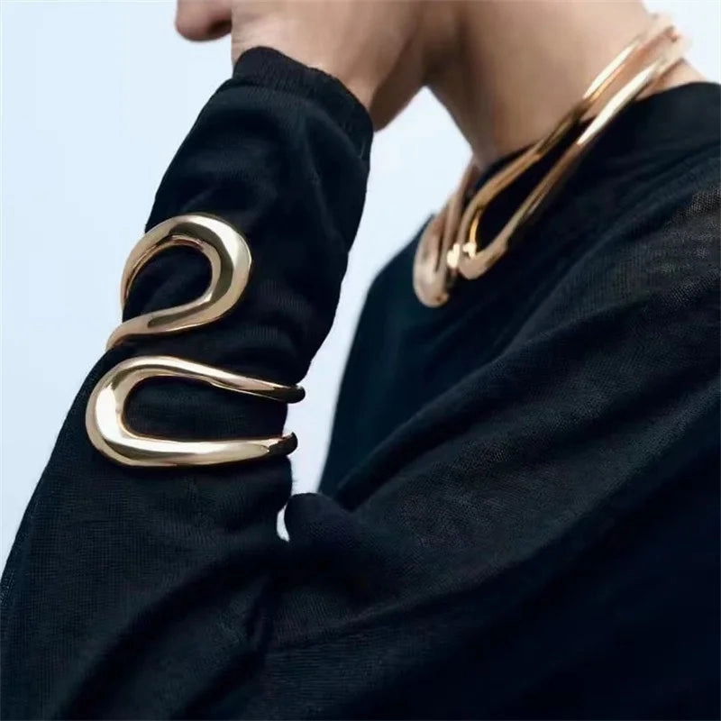 XIALUOKE Metal Hollow Geometry Adjustable Open Bracelets Bangle For Women Men Street Hip-hop Punk Jewelry Choker Accessory